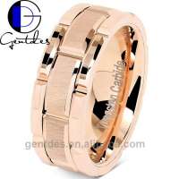 Gentdes Jewelry Customized 8mm brushed block rose gold tungsten ring  for men wedding band