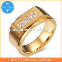 18k gold Mexico men brushed stainless steel wedding ring CZ Simulated Diamonds