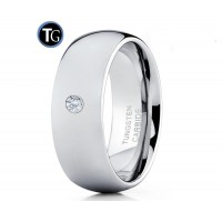 Domed tungsten carbide ring real white diamond wedding rings comfort fit